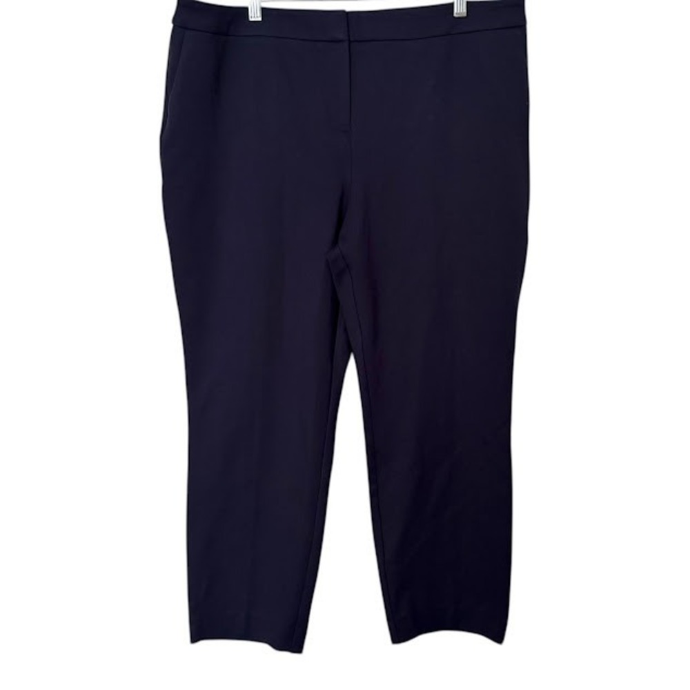 Boden Navy Blue Hampshire Ponte Stretch Slim Ankle Trouser Pants Plus 20 / 22